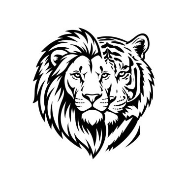 Aslan ve kaplan kafasının güçlü birleşiminin taşıyıcısı, ortadan ikiye bölünmüş, ham güç ve vahşi ikilik sergiliyor. Hayvanlar.