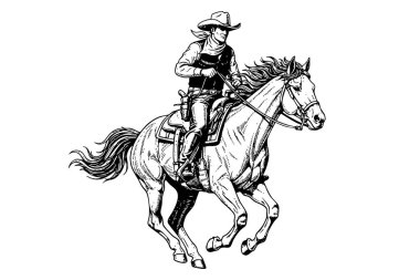 Vahşi Batı 'nın ruhunu yakalayan, dört nala koşan bir kovboyun dinamik temsili..