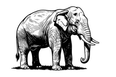 Görkemli Asya fil vektörü, vahşi yaşam, doğa ve güçlü hayvan temaları için ideal..