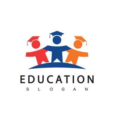 Eğitim Logosu Tasarım Şablonu, Vektör İllüstrasyonu