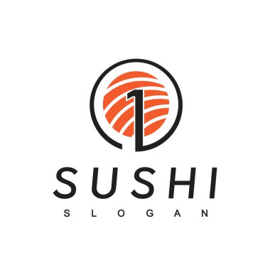 Suşi Logosu Tasarım Şablonu, Japon Gıda Simgesi