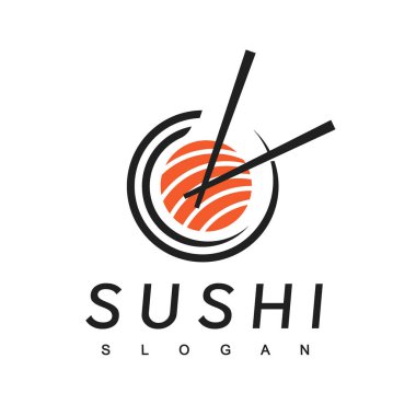 Suşi Logosu Tasarım Şablonu, Japon Gıda Simgesi