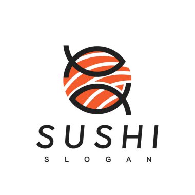 Suşi Logosu Tasarım Şablonu, Japon Gıda Simgesi