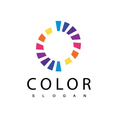 Çember Renkli Logo Şablonu Tasarım Vektörü