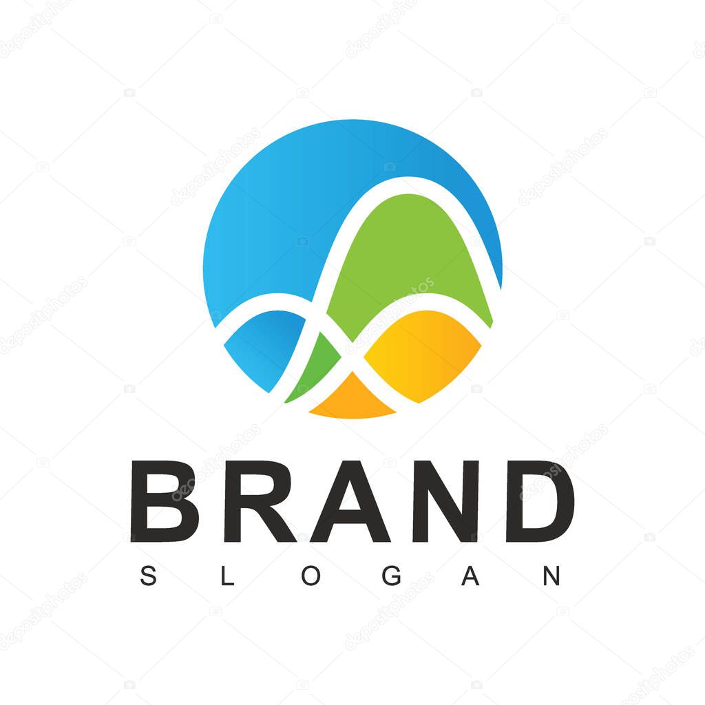 Business logo template, Growth chart icon