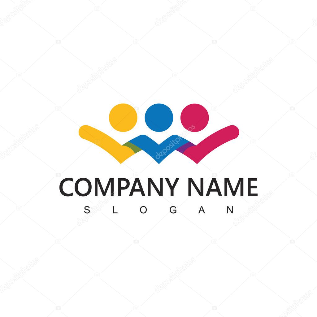 People Logo Template, Charity, Teamwork, And Social Media Network Icon