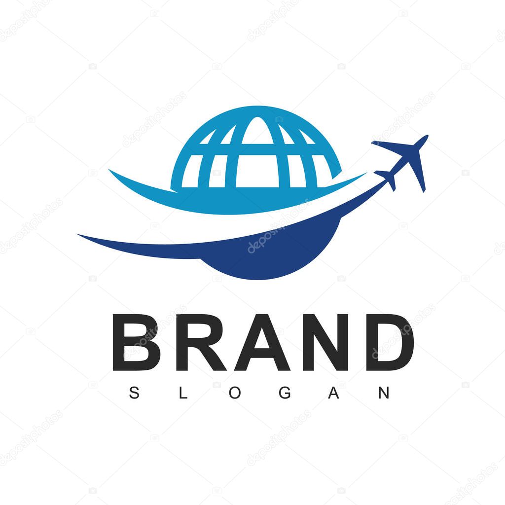 Travel Agency Logo Template, Airplane Icon