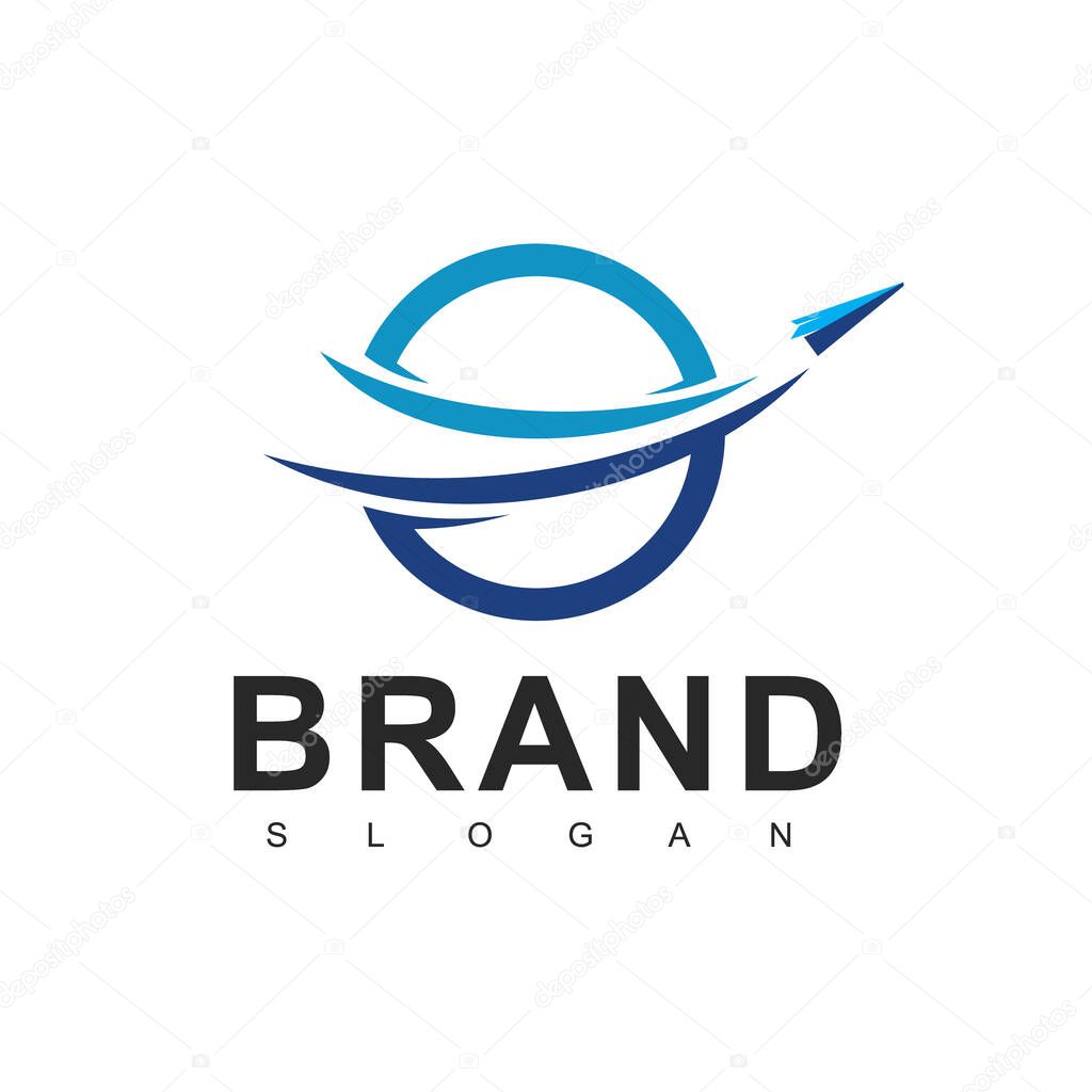 Travel Agency Logo Template, Airplane Icon