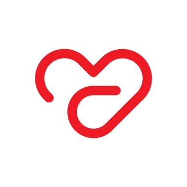 Kalp logosu. Aşk, Tıbbi, Romantik ve Yardım Derneği tasarım vektörü şablonu.