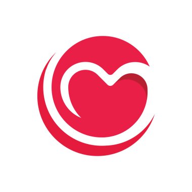 Kalp logosu. Aşk, Tıbbi, Romantik ve Yardım Derneği tasarım vektörü şablonu.