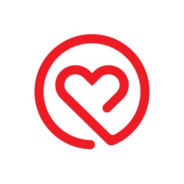 Kalp logosu. Aşk, Tıbbi, Romantik ve Yardım Derneği tasarım vektörü şablonu.