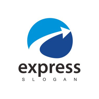 Ekspres logo tasarım vektörü, ulaşım lojistik dağıtımı ve nakliye hizmeti.