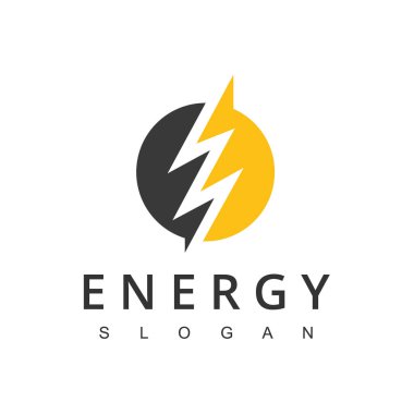 Flash Logo Enerji Tasarım Şablonu. Şimşek voltajlı elektrik logosu