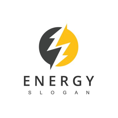 Flash Logo Enerji Tasarım Şablonu. Şimşek voltajlı elektrik logosu