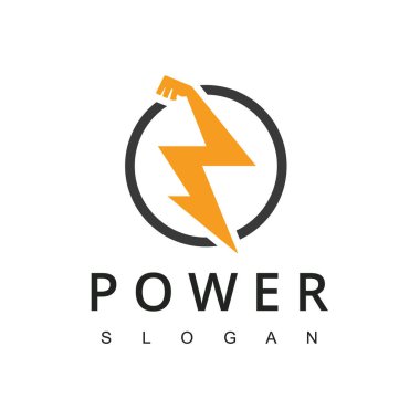 Fitness vektör logosu tasarım şablonu, spor salonu, fitness ve elektrik vektörü için cıvata sembolü tasarımı ile el