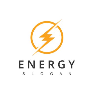 Flash Logo Enerji Tasarım Şablonu. Şimşek voltajlı elektrik logosu