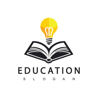 Kitap logosu vektörlü ampul. Akıllı Eğitim logo şablonu