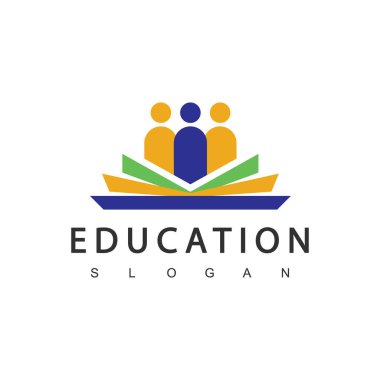 Kitap logosu olan bir öğrenci. Eğitim logosu şablonu