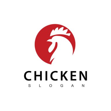 Tavuk logosunu ateşle, tavuk alevi sıcak sembol ikonu illüstrasyonu, fast food restoran ikonu