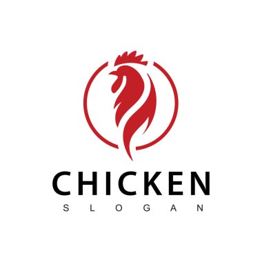 Tavuk logosunu ateşle, tavuk alevi sıcak sembol ikonu illüstrasyonu, fast food restoran ikonu