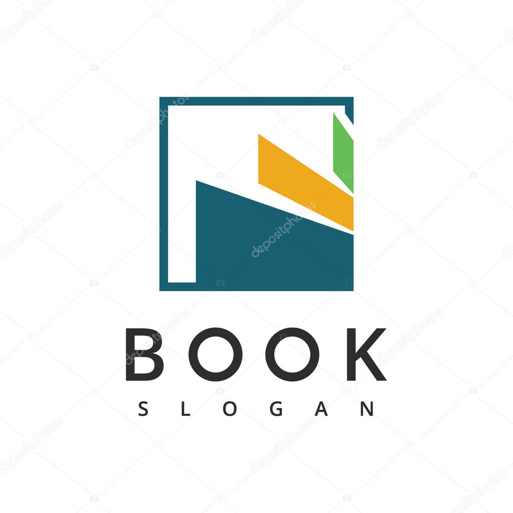 Book Logo. Book Icon isolated on white background. Usable for Business and Education Logos. Flat Vector Logo Design Template Element.