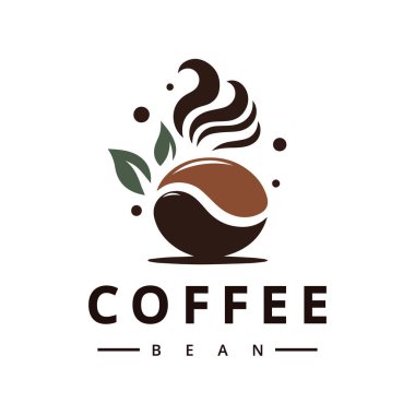 Kahve logosu. Kahve çekirdeği logosu. Kafe illüstrasyon tasarım elemanları vektörü.