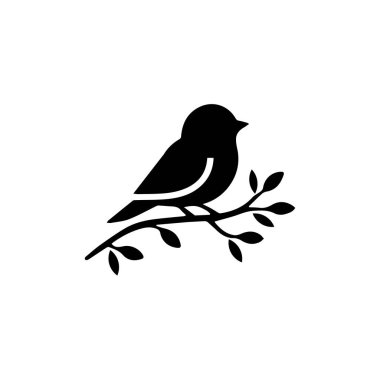 Bird logo, Little bird on the branch logo clipart