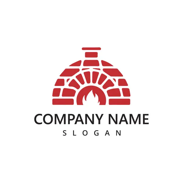 Odun Fırını ve Wood Logo Şablonu 'nu ateşledi. Pizza, Restoran Sembolü