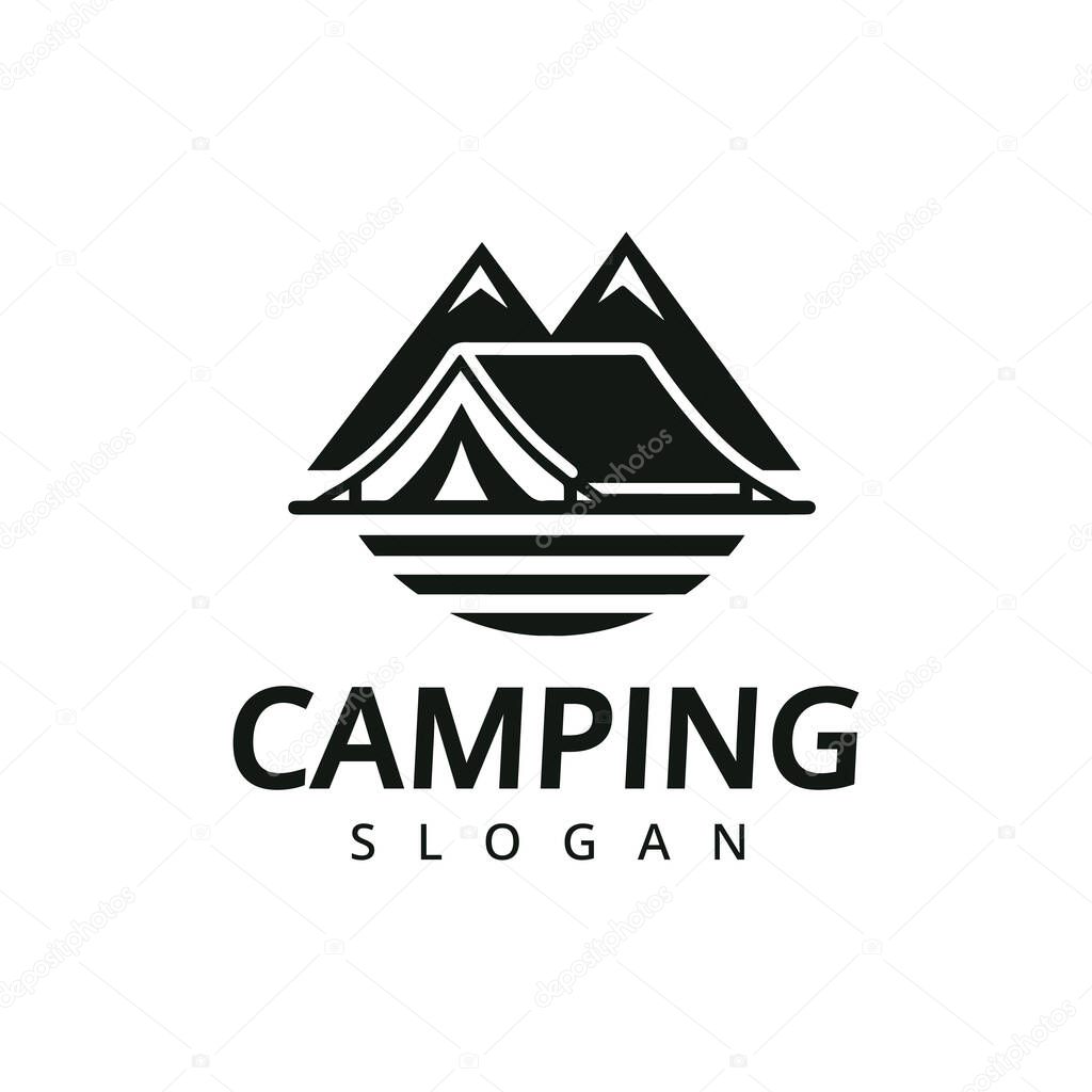 Camping logo vector vintage illustration template icon graphic design. camping outdoors nature adventure sign or symbol for travel tourism
