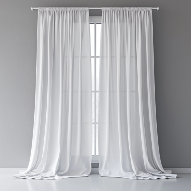 Beyaz pencere perdeleri içerinin maketi