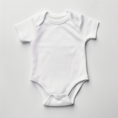 Beyaz bebek tulumunun maketi. 
