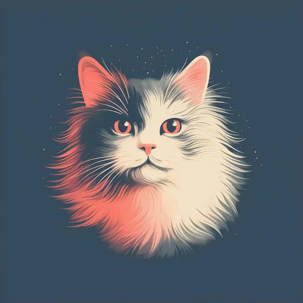 Vacker Lurvig Katt Porträtt Vintage Illustration — Stockfoto