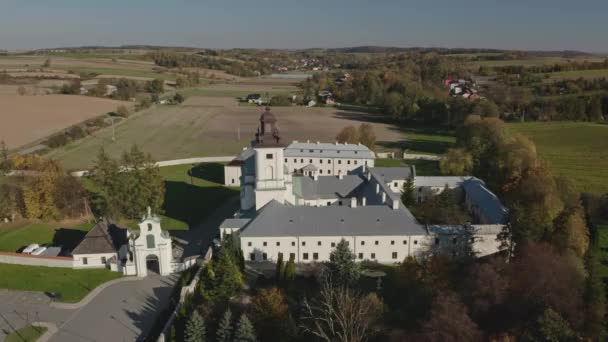 Imbramowice Lesser Poland Voivodeship Premonstratensian Norbertine Monastery Drone Aerial View — 图库视频影像