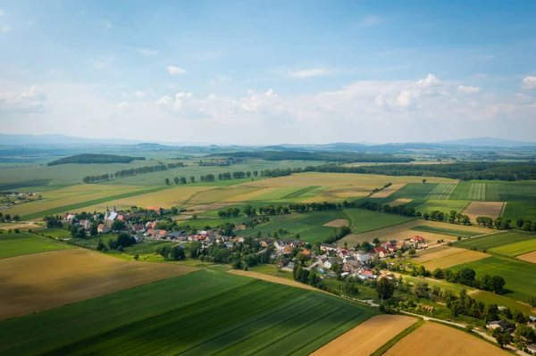Bobolice Uitzicht Vanuit Lucht Het Poolse Dorp Neder Silezisch Landschap — Stockfoto