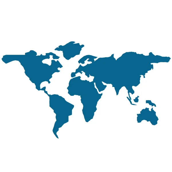 Μπλε Κενό Παγκόσμιο Χάρτη Απομονωμένο — Διανυσματικό Αρχείο