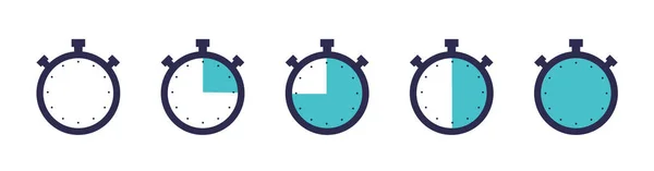 Timer Orologio Cronometro Icone Del Set Isolate Tempo Cottura Dell — Vettoriale Stock