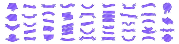 Шелковый Фиолетовый Винтажные Ленты Баннеры Векторный Набор Изолирован — стоковый вектор