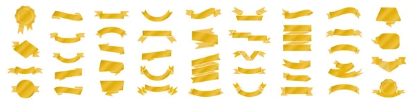Реалістичний Набір Золотих Векторних Стрічок Урожай Глянцеві Стрічки Колекція — стоковий вектор