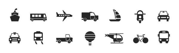 stock vector Transport icons. Airplane, Public bus, Train, Ship, Ferry and auto signs. Shipping delivery symbol.