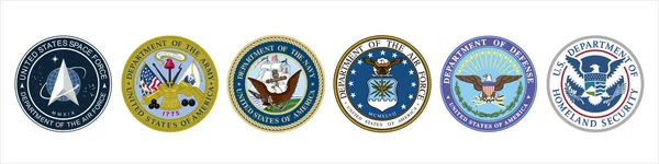Логотип Устанавливает Иконки Национальной Безопасности Вмс Сша Корпуса Морской Пехоты — стоковый вектор