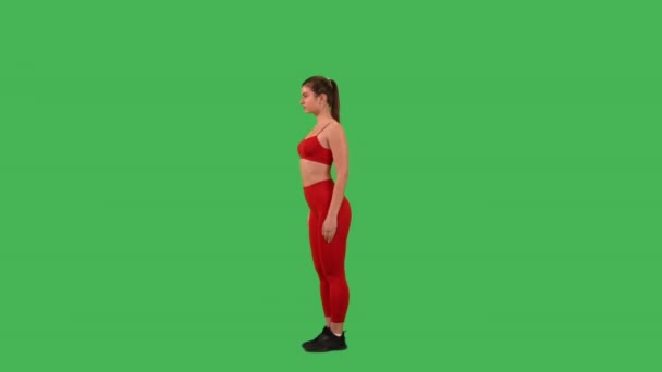 Sporty Woman Doing Exercise Tone Glute Isolated Green Screen Background — Stock Video