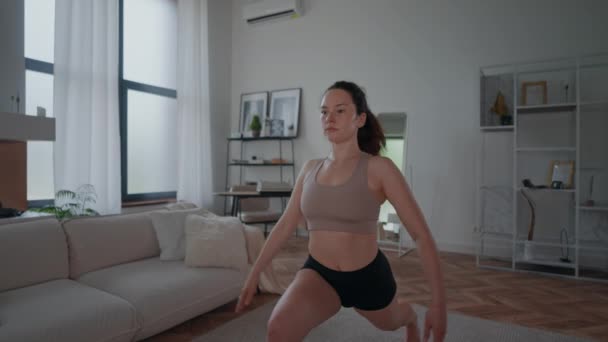 Asana Pracuje Posílení Dolní Části Těla Doma Cvičení Pro Zdravé — Stock video