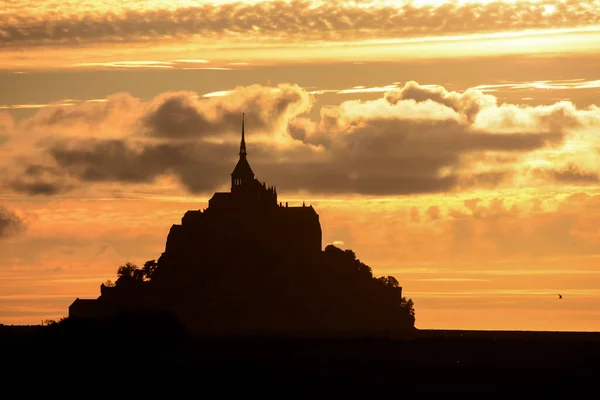 Vista Panorámica Famosa Isla Histórica Mont Saint Michel Normandía Norte —  Fotos de Stock