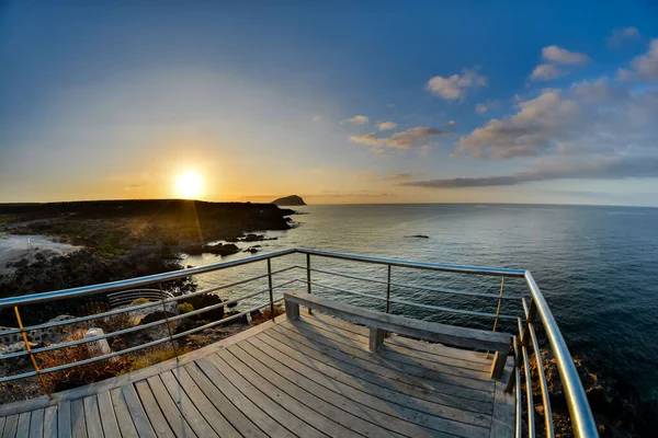 stock image Sunrise on a Pier over Atlantic Ocean in Tenerife Canary Islands Spain