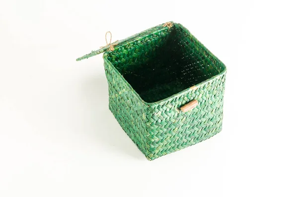 Плетеная Коробка Вимини Изолированы Белом Фоне — стоковое фото