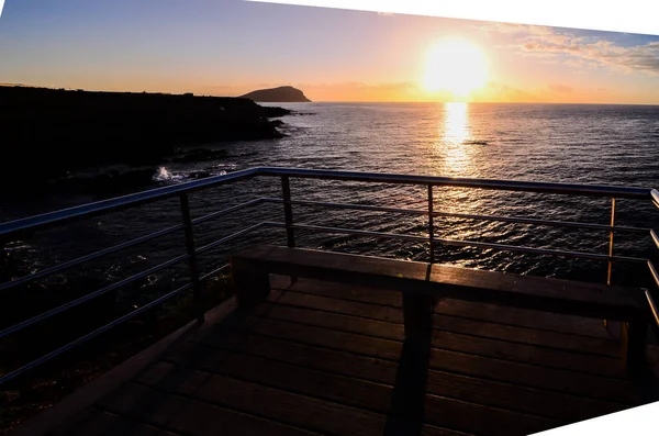 Восход Солнца Причале Над Атлантическим Океаном Канарских Островах Тенерифе Испания — стоковое фото