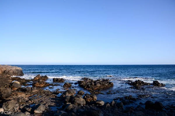 Spanischer Blick Landschaft Medano Tropische Vulkanische Kanarische Inseln Spanien — Stockfoto