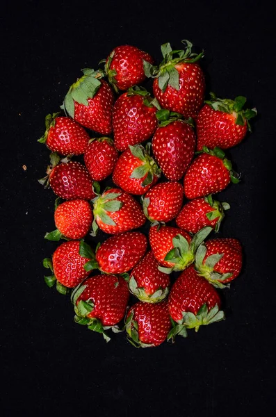 Red Fresh Ripe Strawberries Background Texture — Stock Photo, Image