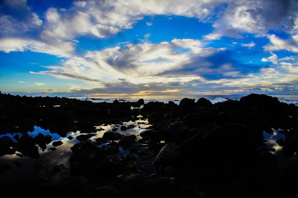Napnyugta Atlanti Óceánon Tenerife Kanári Szigetén Spanyolország — Stock Fotó