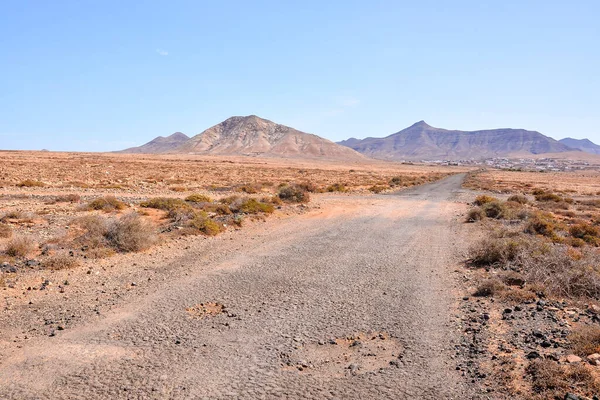 Foto Foto Una Strada Sterrata Che Conduce Nel Deserto — Foto Stock